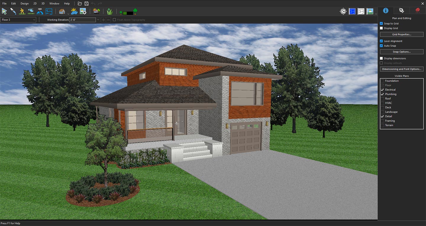 3D view prepared for reference rendering