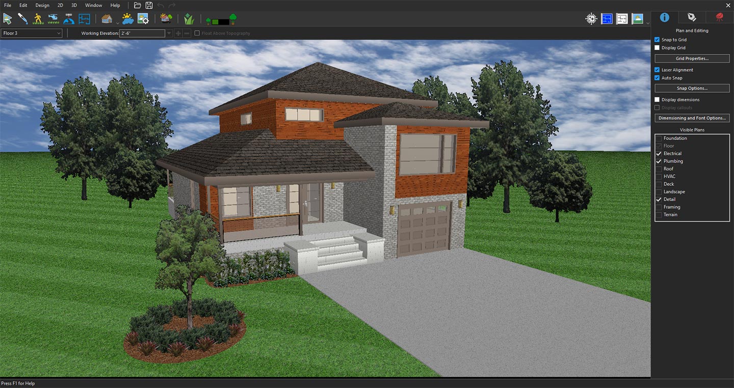 3D view prepared for reference rendering