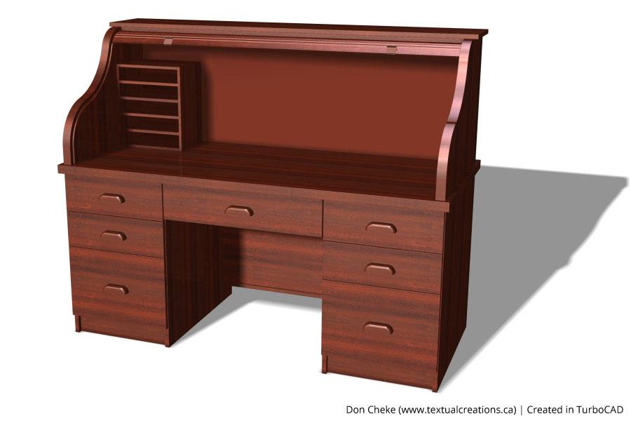 Open Roll Top Cabinet Furniture Design 3D CAD Model