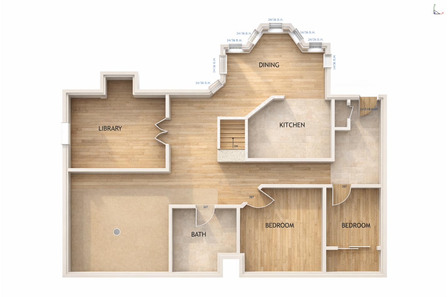 2D Floor Plan, rendered by Copilot