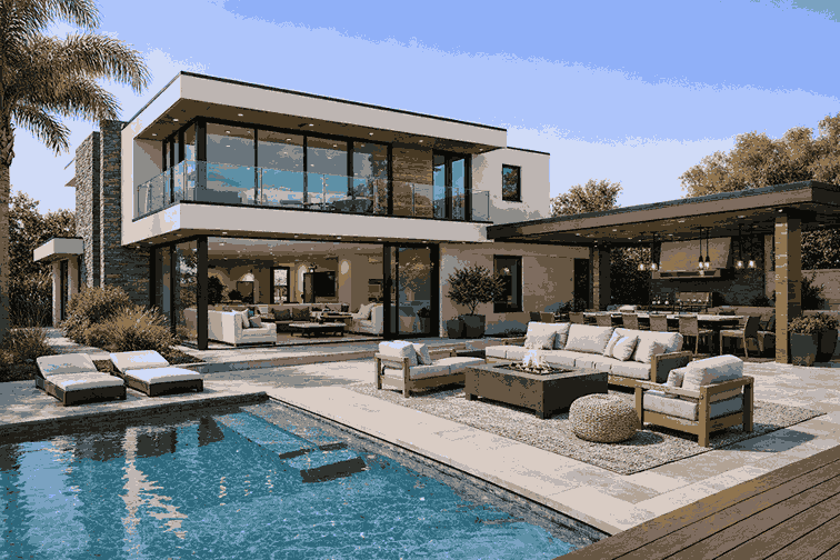 Home rendered in a photorealistic style