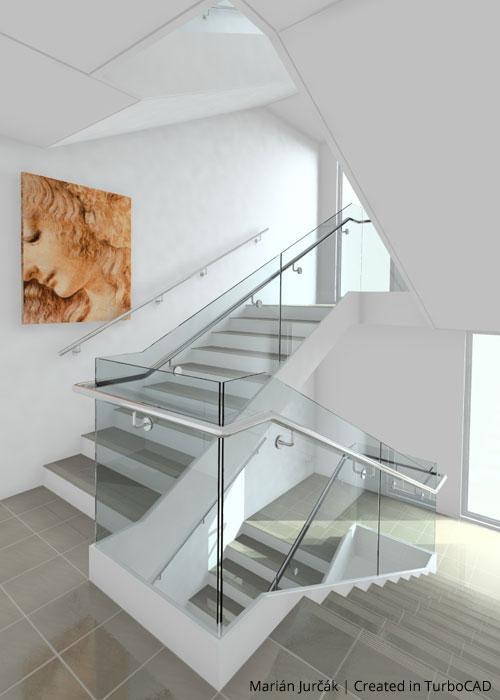 Moderne Treppe in Weiß und Glas