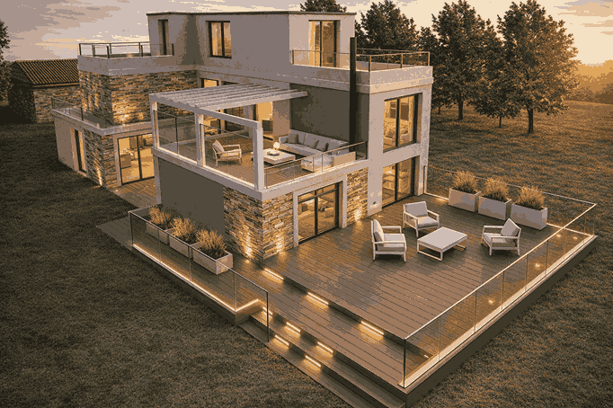 Outdoor Living Space Transformation, rendered by Copilot